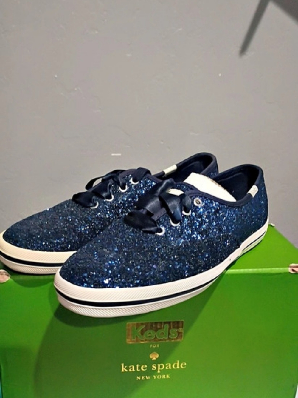 Keds kate spade new york glitter lace-up sneakers Glitter Sneakers in Blue Girls